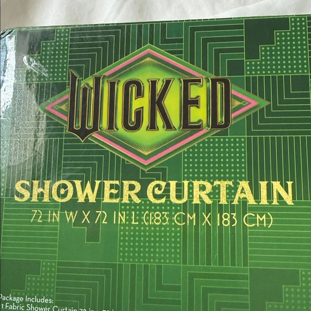 Wicked White Shower Curtain with Green Vine Accent